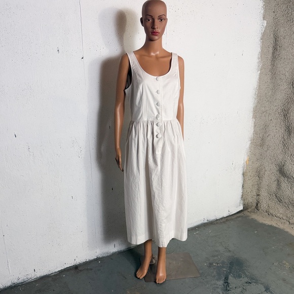 Laura Ashley Cream Button-Front Midi Dress, Fits S-M - Picture 3 of 10